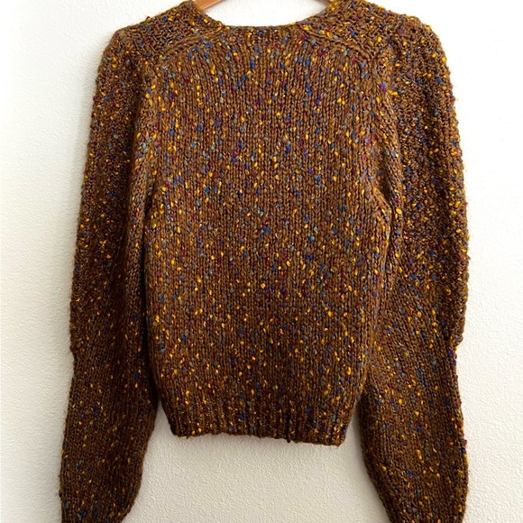 *SOLD* Zara Knit Multicolor Balloon Sleeve Sweater Brown - Picture 3 of 15